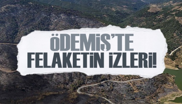 İzmir Ödemiş orman yangınında zarar gören alanlar havadan görüntülendi