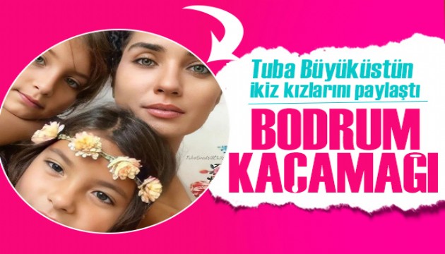 Tuba Büyüküstün ikizleriyle birlikte Bodrum tatilinde!