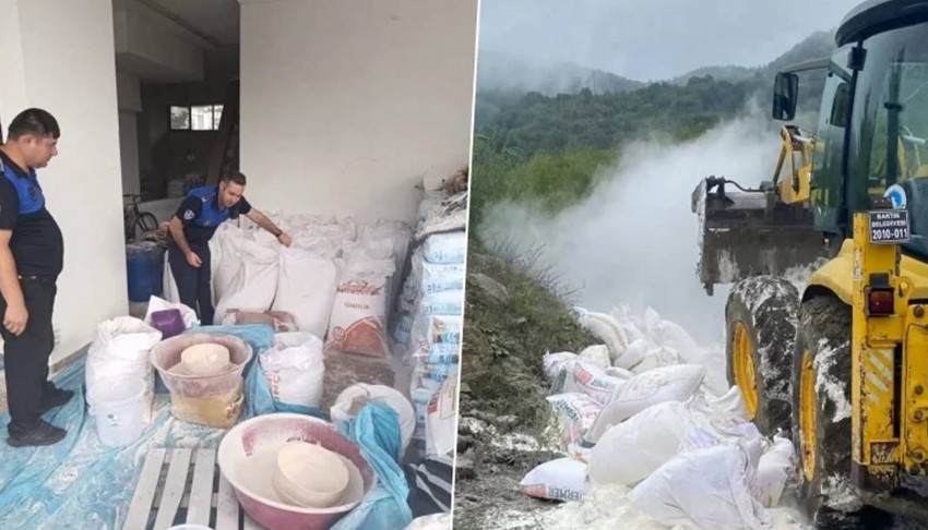 7,5 ton böceklenmiş un imha edildi