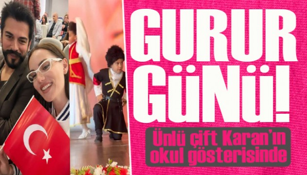 Fahriye Evcen - Burak Özçivit çifti oğulları Karan'ın okul gösterisinde