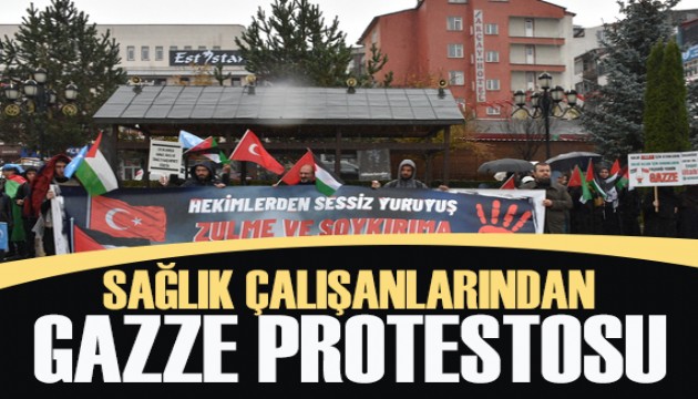 Erzurum'da sağlık çalışanlarından Gazze protestosu