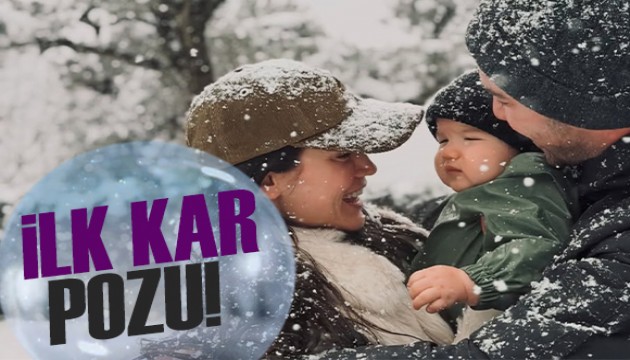Kaan Yıldırım ve Pınar Deniz'den karlı aile pozu!