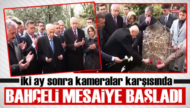 MHP lideri Bahçeli mesaiye başladı! Türkeş'in kabrini ziyaret ederken görüntülendi