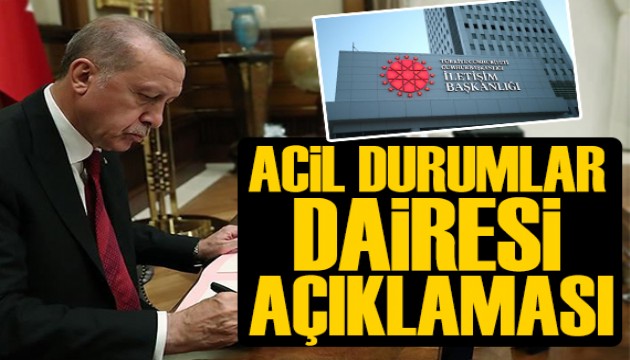 DMM'den Acil Durumlar Dairesi açıklaması