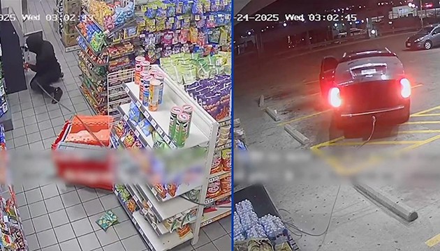 ATM'yi söküp götürmeye çalıştı