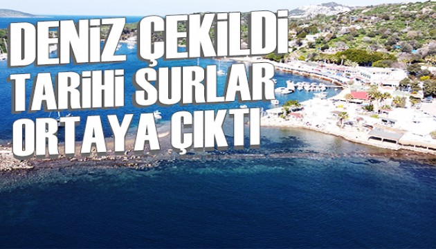 Denizin çekilmesiyle tarihi surlar ortaya çıktı