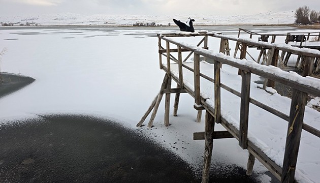 Hafik Gölü buz tuttu