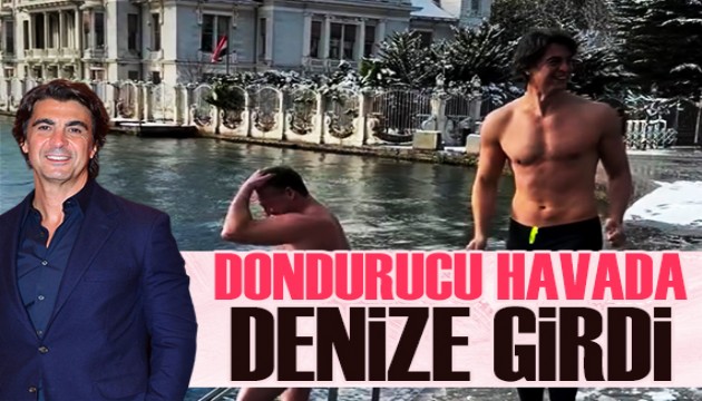 Soğuk havaya rağmen boğazda denize girdiler