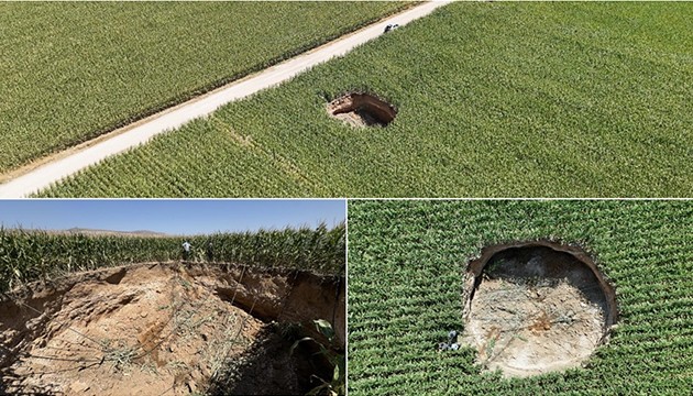 Mısır tarlasında obruk oluştu