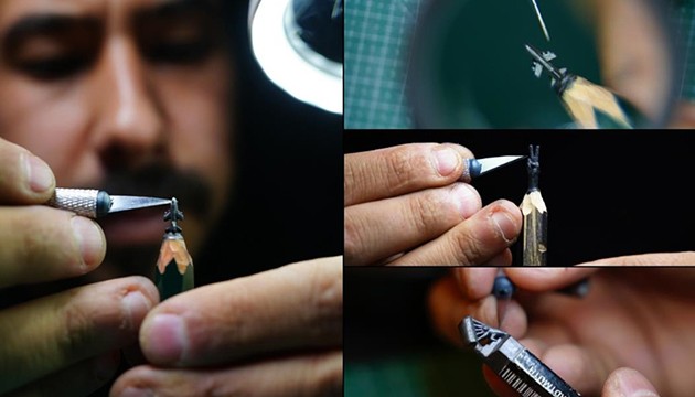 Kurşun kalemden minimal heykeller