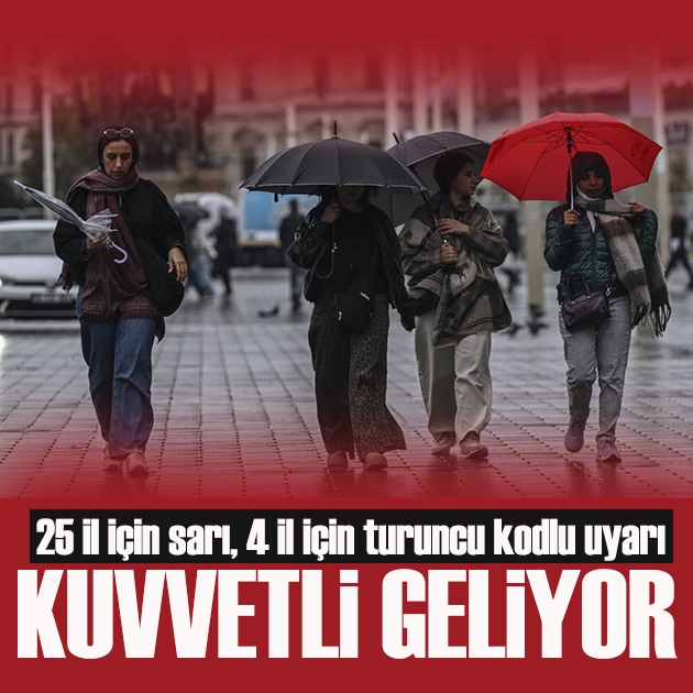 25 il için sarı, 4 il için turuncu kodlu uyarı: Kuvvetli yağış geliyor