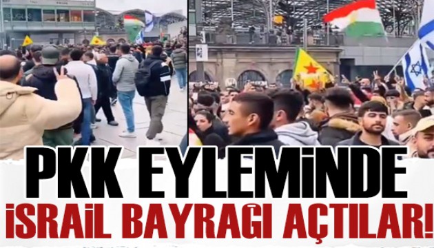 Almanya'daki terör örgütü PKK yandaşlarının eyleminde İsrail bayrağı açıldı