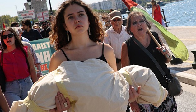 Selanik'te Filistin gösterisi