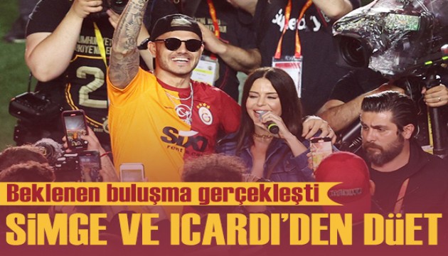 Beklenen buluşma gerçekleşti: Galatasaray şampiyonluk kutlamalarında Simge ve Icardi'den 'Aşkın Olayım' düeti