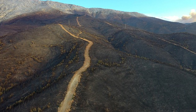 Yangının etkisi havadan görüntülendi
