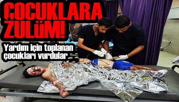 İsrail ordusundan alçak hareket! Yardım için toplanan Gazzeli çocukları vurdu