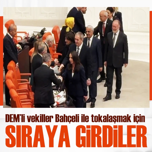 Meclis'te yeni yasama yılı! DEM'li vekiller Bahçeli ile selamlaştı