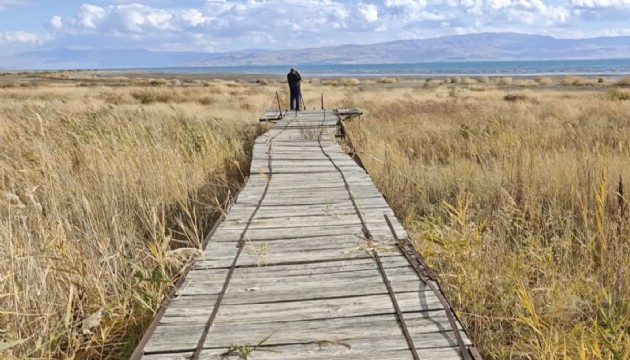 Van Gölü'nde kuraklığın fotoğrafı