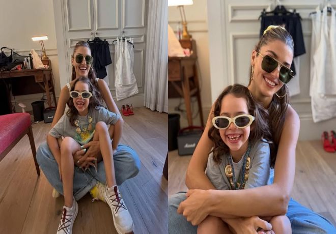 Hande Erçel'in yeğeni Mavi teyzesine makyaj yaptı!