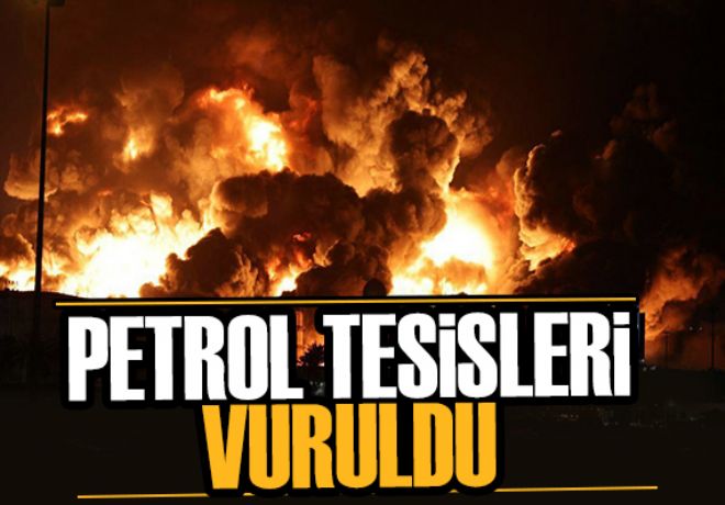 İran'da petrol tesisleri vuruldu! Alevler gökyüzünü kapladı 