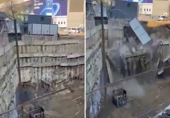 Fenerbahçe stadının yanında inşaat çöktü